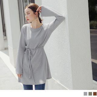 Tie-waist Plain Sweater