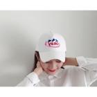 Embroidered Lettering Baseball Cap Adjustable - White - One Size