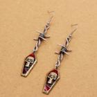 Skull Drop Earring 1 Pair - Gold & Silver & Red - One Size