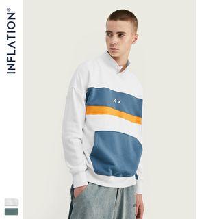 Patchwork Stand-collar Light Pullover