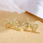 Rhinestone Bow Stud Earring 1 Pair - 750 - Gold - One Size
