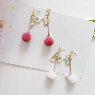 Alloy Unicorn & Rainbow Bobble Dangle Earring