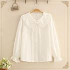 Long Sleeve Peter-pan Collar Pleated Shirt
