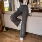 Zebra-pattern Faux-suede Boot-cut Pants