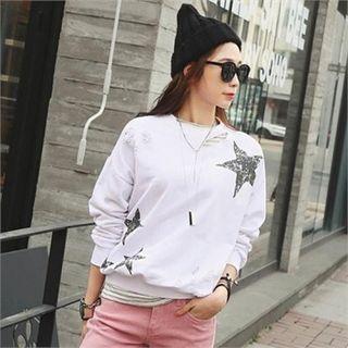 Distressed Star Print Sweatshirt