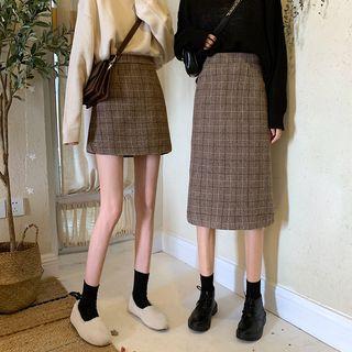 Check A-line Skirt / Midi Skirt