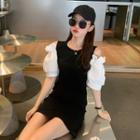 Short-sleeve Cold Shoulder Mini Sheath Dress As Shown In Figure - One Size