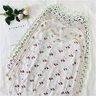 Printed Crewneck Long-sleeve Mesh Top