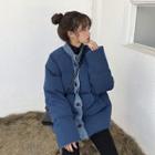 Color-block Loose-fit Padded Jacket Blue - One Size