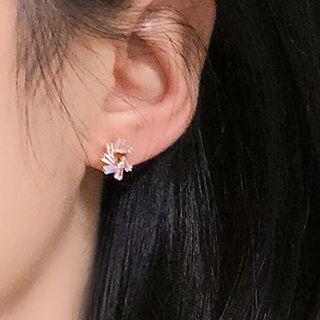 Pastel Color Rhinestone Earring Pink - One Size