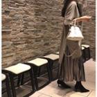 Band-waist Pleated Long Skirt One Size