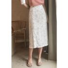 Floral Crepe H-line Midi Skirt