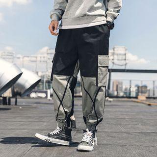 Lettering Two-tone Harem Sweatpants