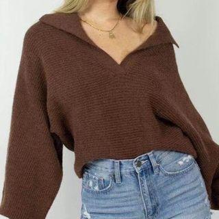Plain Puff Sleeve Knit Top