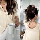 Chain-back Linen Blend Shirt Light Beige - One Size