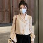 Long-sleeve Collared Asymmetrical Button-up Blouse