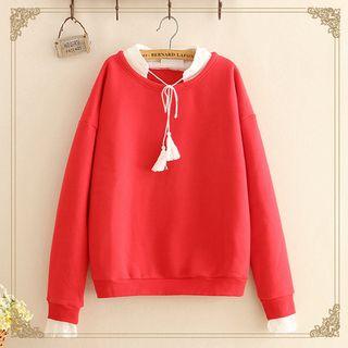 Inset Lace-sleeve Sweater