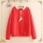 Inset Lace-sleeve Sweater