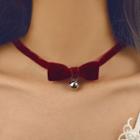 Faux Suede Bow & Bell Choker