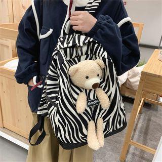 Bear Accent Patterned Backpack