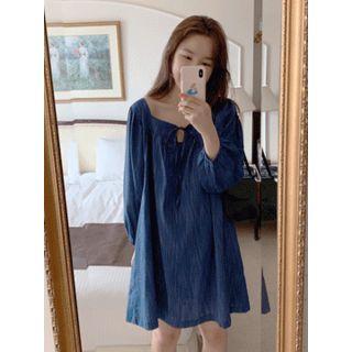 Puff-sleeve Tie-front Dress