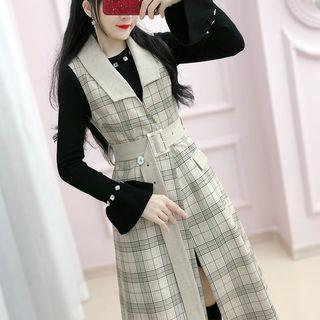 Plaid Midi Button Vest