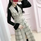 Plaid Midi Button Vest