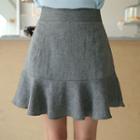 Inset Shorts Ruffle-hem Linen Blend Skirt