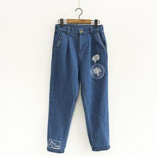 Print Straight Cut Jeans