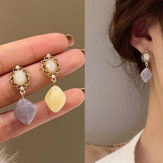 Sterling Silver Two-tone Drop Earring / Clip-on Earring