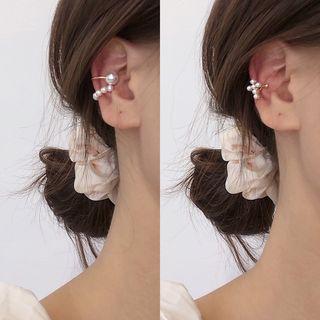 Faux Pearl Cuff Earring Set Of 3 - One Size