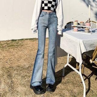High Waist Two-tone Bootcut Jeans (various Designs)