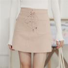 Double Pocket Lace Up A-line Skirt