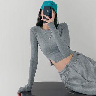 Slit-hem Slim-fit Crop T-shirt