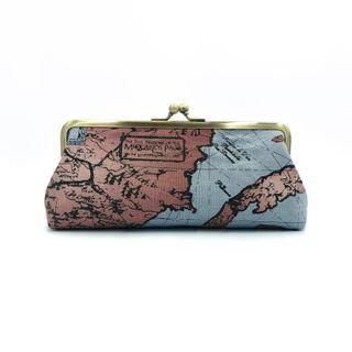 Print Pouch Map - Brown & Blue - One Size