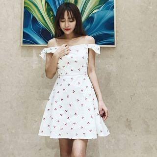 Strappy Cherry Print A-line Mini Dress
