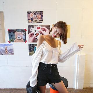 Cold-shoulder Plunge-neck Top