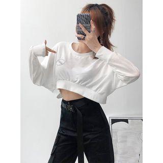 Reflective Drop-shoulder Crop Pullover