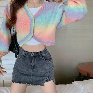 Gradient Cardigan Cardigan - Rainbow - Gradient - Purple & Green - One Size