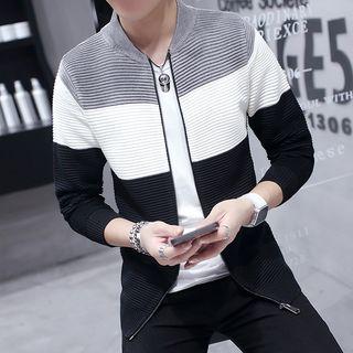 Color Block Jacquard Zip Jacket