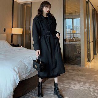 Tie Neck Trench Coat Black - One Size