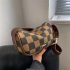 Wide Strap Checkerboard Crossbody Bag Coffee - One Size