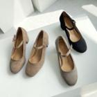 Faux-suede Mary-jane Pumps