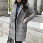 Double-breasted Glen-plaid Wool Blend Coat