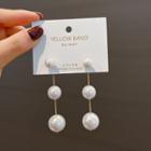 Faux Pearl Drop Earring 1 Pair - Earring - Silver Pin - Faux Pearl - Tassel - White - One Size