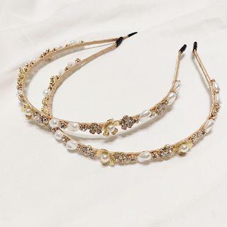 Faux Pearl Rhinestone Headband As Shown In Figure - One Size