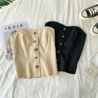 Button Detail Strapless Top