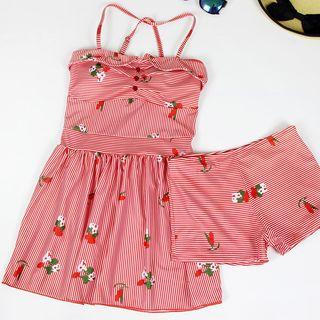 Set: Printed Swim Dress + Bottom