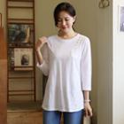3/4-sleeve Button-trim M Lange T-shirt