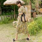 Tie-waist Long Floral Dress